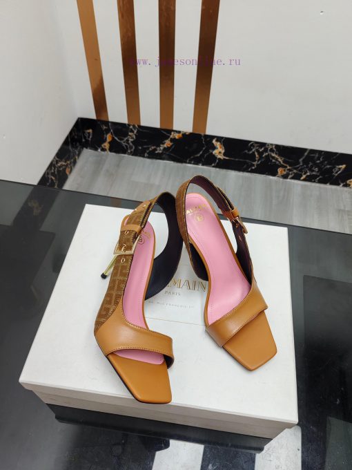 Out, Balmain 2025 Spring/Summer Fashion Metal Buckle High Heel SandalsBrand Balmain 𝘽𝙖𝙡𝙢𝙖𝙞𝙣 2hn8u20u - Image 9