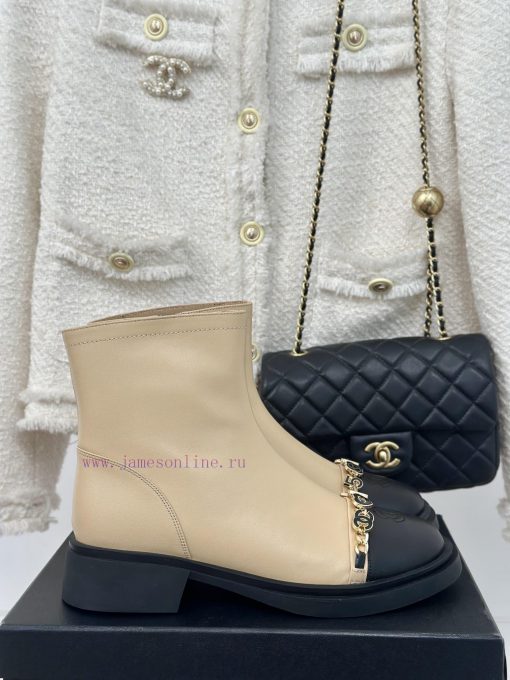 Chanel | Chanel 24P Autumn/Winter New ProductDouble C metal chain color blocked short bootsCqw4ei0oh