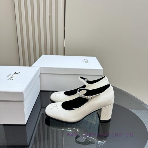 Top tierCeline * 2024 Autumn/Winter New High Heels Mary Jane Collection Single Shoes, Limite15f605qu
