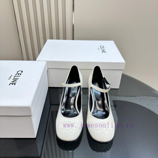 Top tierCeline * 2024 Autumn/Winter New High Heels Mary Jane Collection Single Shoes, Limite15f605qu - Image 3