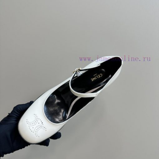Top tierCeline * 2024 Autumn/Winter New High Heels Mary Jane Collection Single Shoes, Limite15f605qu - Image 8