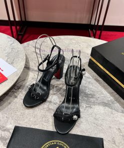 Coarse heeled sandals ︎ ️The Atmosphere sandals are made of black Napa leather, with 85mm hi9ym0zceb