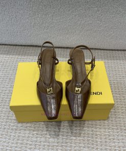 Fendi 24ss New FF Gold Buckle Hollow High Heel SandalsFeaturing FF Baguette decorative buckl4wrntwuu