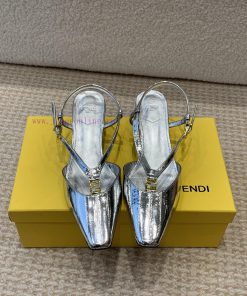 Fendi 24ss New FF Gold Buckle Hollow High Heel SandalsFeaturing FF Baguette decorative buckl9fes99hd