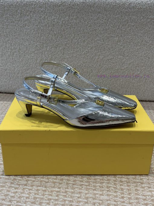 Fendi 24ss New FF Gold Buckle Hollow High Heel SandalsFeaturing FF Baguette decorative buckl9fes99hd - Image 3