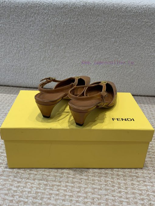 Fendi 24ss New FF Gold Buckle Hollow High Heel SandalsFeaturing FF Baguette decorative bucklz3finame - Image 4