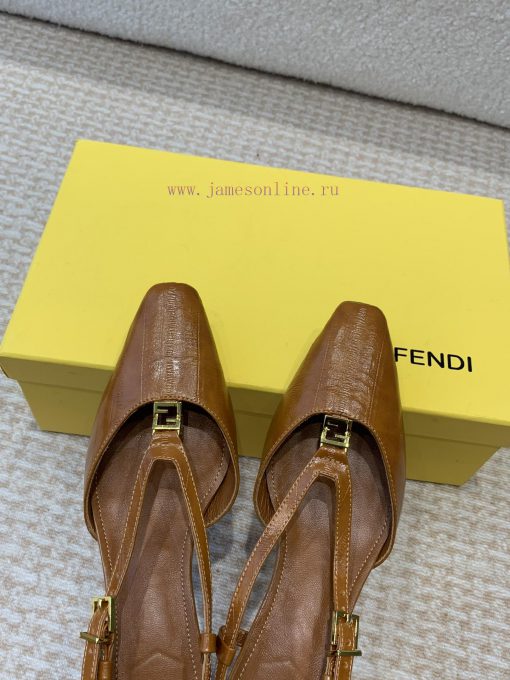 Fendi 24ss New FF Gold Buckle Hollow High Heel SandalsFeaturing FF Baguette decorative bucklz3finame - Image 5