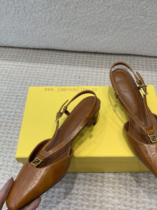 Fendi 24ss New FF Gold Buckle Hollow High Heel SandalsFeaturing FF Baguette decorative bucklz3finame - Image 8