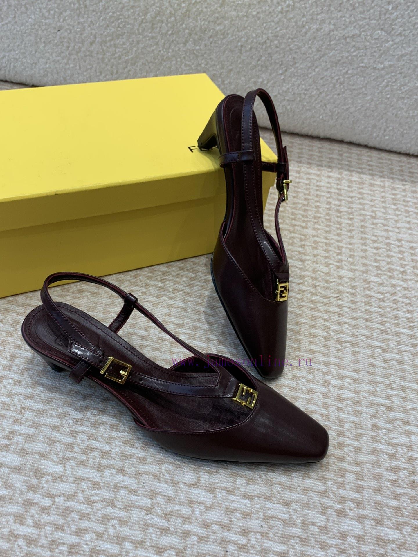 Fendi 24ss New FF Gold Buckle Hollow High Heel SandalsFeaturing FF Baguette decorative buckl8z2yd8ry - Image 4