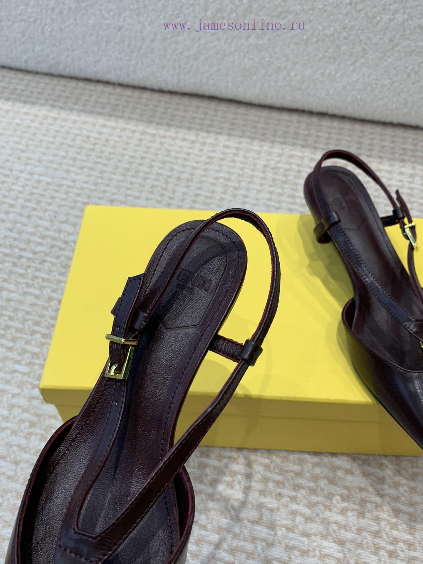 Fendi 24ss New FF Gold Buckle Hollow High Heel SandalsFeaturing FF Baguette decorative buckl8z2yd8ry - Image 9