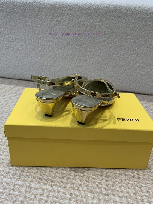 Fendi 24ss New FF Gold Buckle Hollow High Heel SandalsFeaturing FF Baguette decorative bucklxfduhfe9 - Image 4
