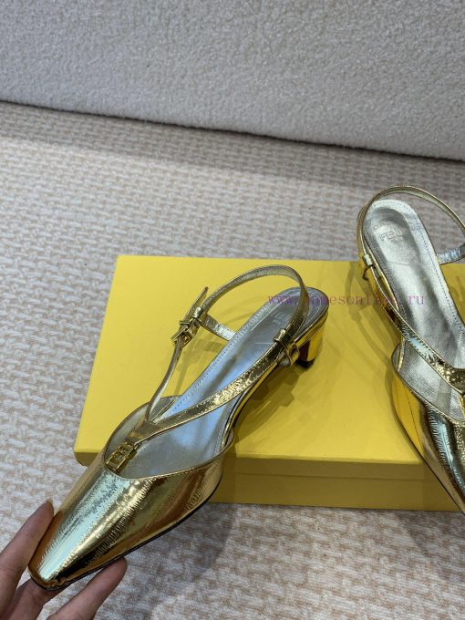Fendi 24ss New FF Gold Buckle Hollow High Heel SandalsFeaturing FF Baguette decorative bucklxfduhfe9 - Image 6