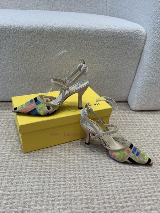 Fendi 24ss Fendi series double FF pointed high-heeled sandalsA must-have FF trailer every yegs28umdd - Image 9