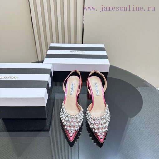 Aquazzura2024 new sandal purchasing quality. These pointed and rough high-heeled hand beadedwcms80xq - Image 3