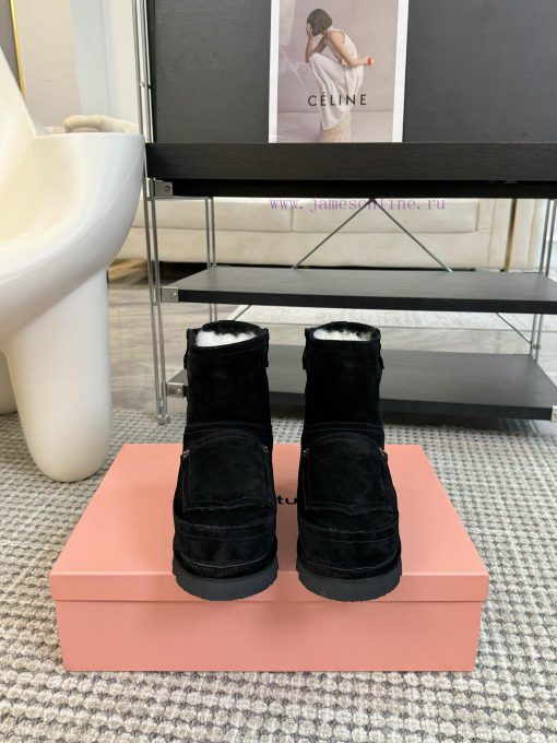 Acne Studios 24ss Pocket Thick Bottom Wool Snow BootsThe front of brown wool leather boots y1zdg5st - Image 2