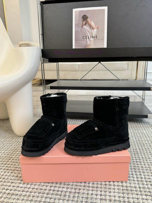 Acne Studios 24ss Pocket Thick Bottom Wool Snow BootsThe front of brown wool leather boots y1zdg5st - Image 4
