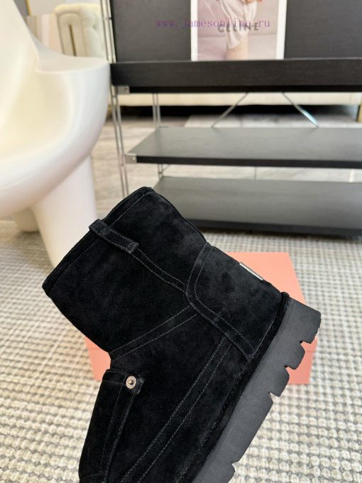 Acne Studios 24ss Pocket Thick Bottom Wool Snow BootsThe front of brown wool leather boots y1zdg5st - Image 7