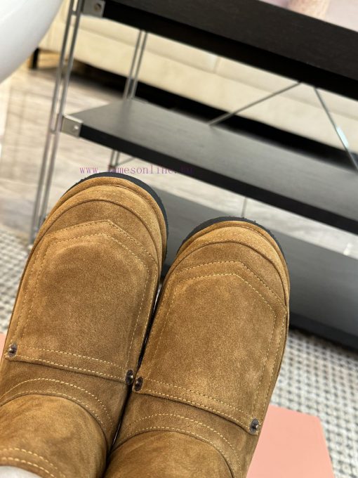 Acne Studios 24ss Pocket Thick Bottom Wool Snow BootsThe front of brown wool leather boots hz4oim2la - Image 7