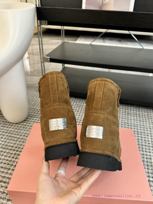 Acne Studios 24ss Pocket Thick Bottom Wool Snow BootsThe front of brown wool leather boots hz4oim2la - Image 8