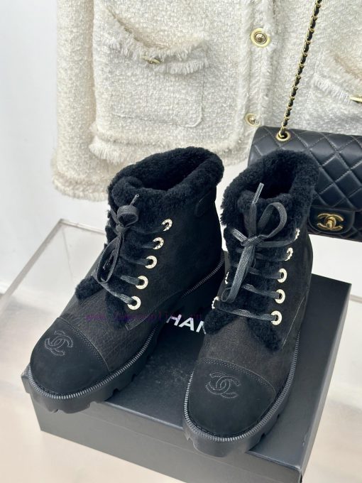 Chanel | Chanel 24K Autumn/Winter New ProductsColor blocked lace up snow boots Martin bootsTm2nuz9wz - Image 3