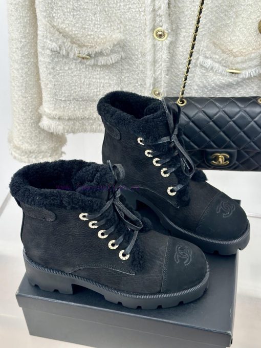 Chanel | Chanel 24K Autumn/Winter New ProductsColor blocked lace up snow boots Martin bootsTm2nuz9wz - Image 4