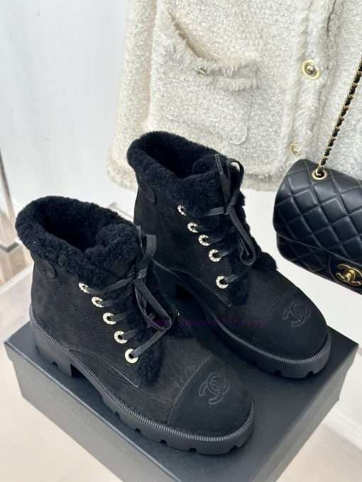 Chanel | Chanel 24K Autumn/Winter New ProductsColor blocked lace up snow boots Martin bootsTm2nuz9wz - Image 5