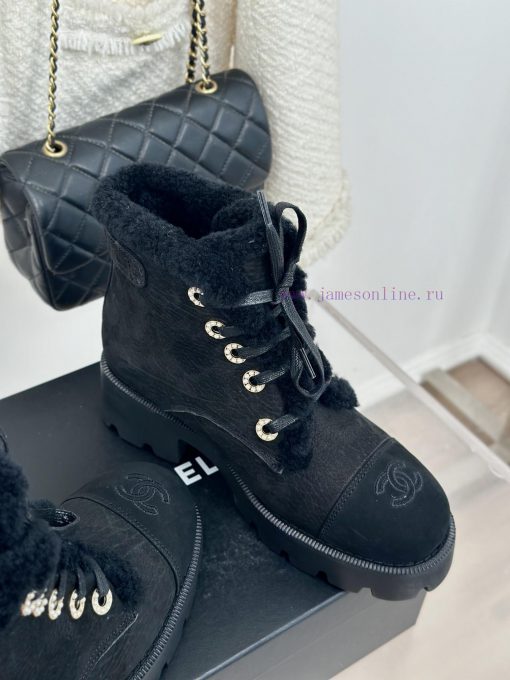 Chanel | Chanel 24K Autumn/Winter New ProductsColor blocked lace up snow boots Martin bootsTm2nuz9wz - Image 6