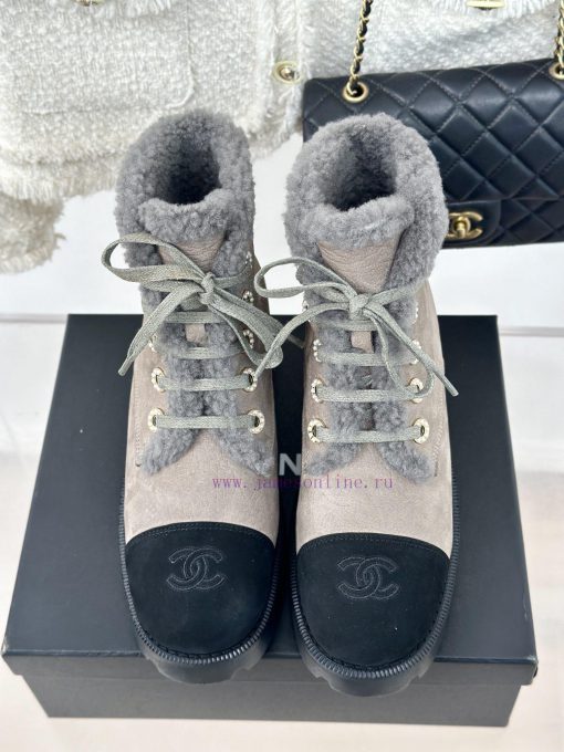 Chanel | Chanel 24K Autumn/Winter New ProductsColor blocked lace up snow boots Martin bootsTl9zyt06c - Image 7