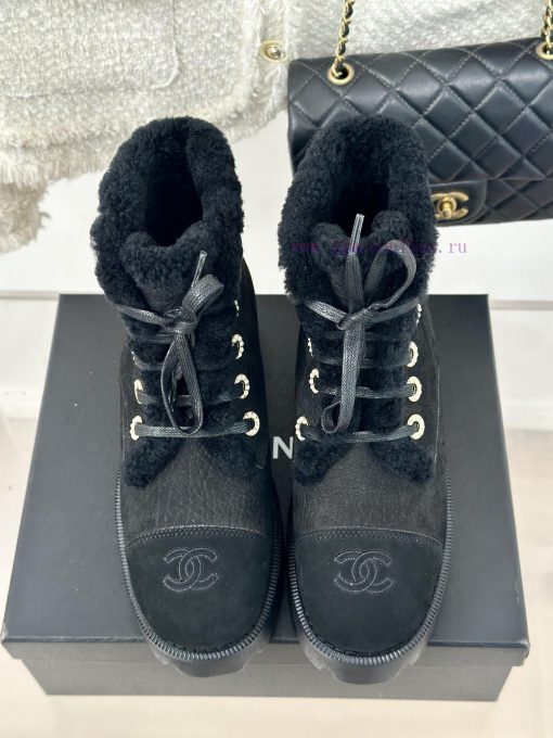Chanel | Chanel 24K Autumn/Winter New ProductsColor blocked lace up snow boots Martin bootsTm2nuz9wz - Image 7