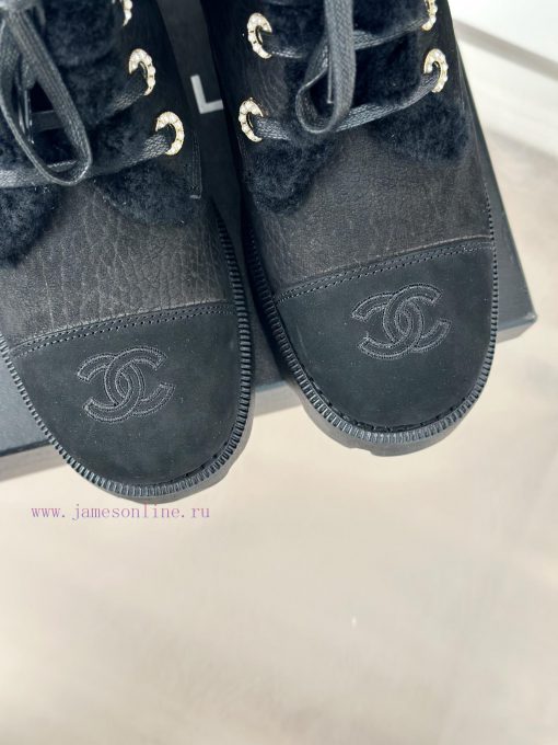 Chanel | Chanel 24K Autumn/Winter New ProductsColor blocked lace up snow boots Martin bootsTm2nuz9wz - Image 8
