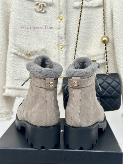Chanel | Chanel 24K Autumn/Winter New ProductsColor blocked lace up snow boots Martin bootsTl9zyt06c - Image 9