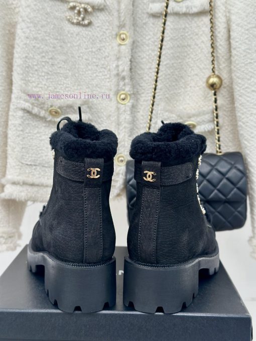 Chanel | Chanel 24K Autumn/Winter New ProductsColor blocked lace up snow boots Martin bootsTm2nuz9wz - Image 9