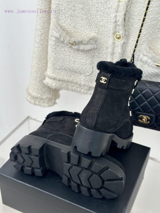 Chanel | Chanel 24K Autumn/Winter New ProductsColor blocked lace up snow boots Martin bootsTm2nuz9wz - Image 10