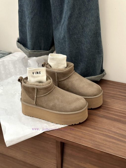 , sizes 35-41, Ugg thick sole 5cm mini snow bootsLongfeng Original Factory A-level Fur Integbiaz5d52 - Image 2