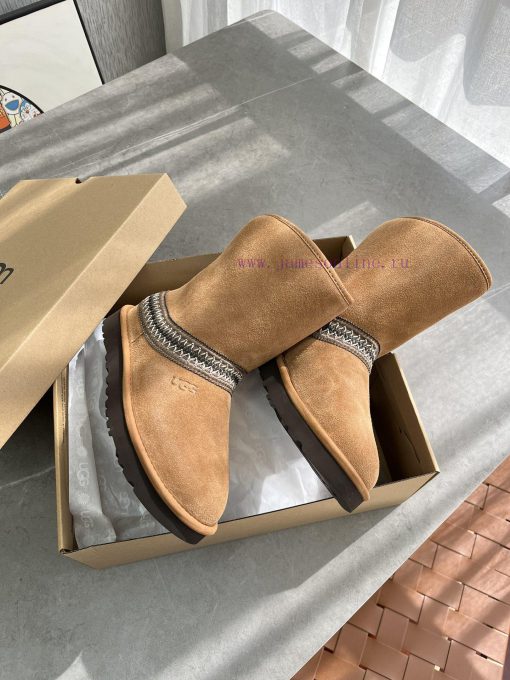 Chestnut color, Ugg autumn and winter new classic short boots - Crescent seriesRetro style, 8iziguip - Image 3