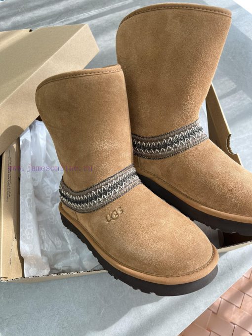 Chestnut color, Ugg autumn and winter new classic short boots - Crescent seriesRetro style, 8iziguip - Image 6