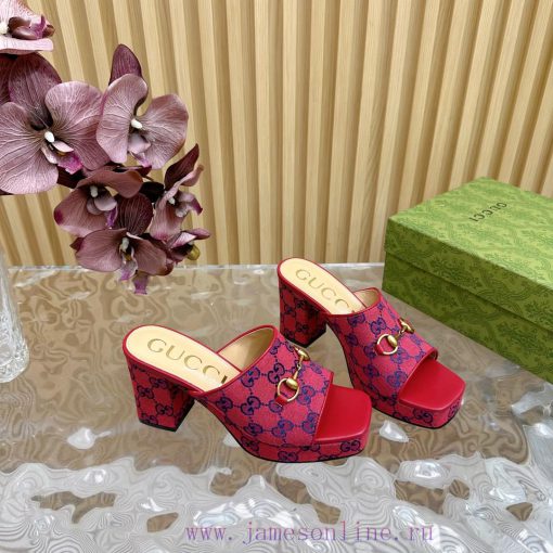 New 2024 Spring/Summer Collection GUCCI Gucci Water Platform Coarse Heel Horseclip Sandals Ljkh2a9zv - Image 8