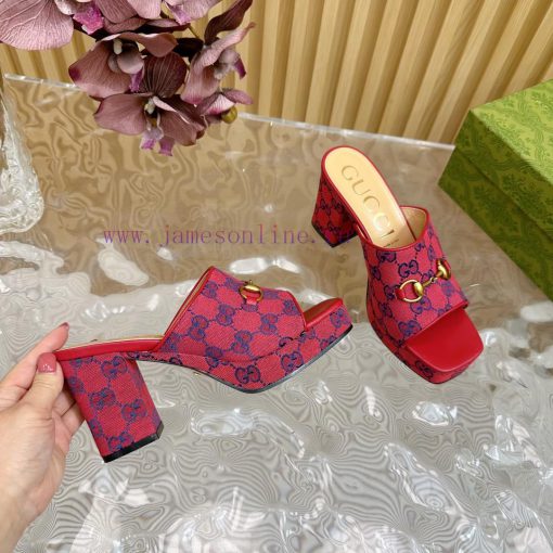 New 2024 Spring/Summer Collection GUCCI Gucci Water Platform Coarse Heel Horseclip Sandals Ljkh2a9zv - Image 9