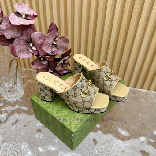 New 2024 Spring/Summer Collection GUCCI Gucci Water Platform Coarse Heel Horseclip Sandals Li4cy6xq9 - Image 4