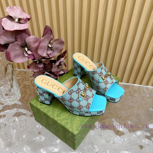 New 2024 Spring/Summer Collection GUCCI Gucci Water Platform Coarse Heel Horseclip Sandals Lwutfs5kc - Image 4