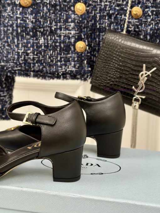 PRADA/PRADA Classic Triangle LogoRough heeled Mary Jane shoe seriesMinimalist and ultimate tgamnkhdd - Image 7