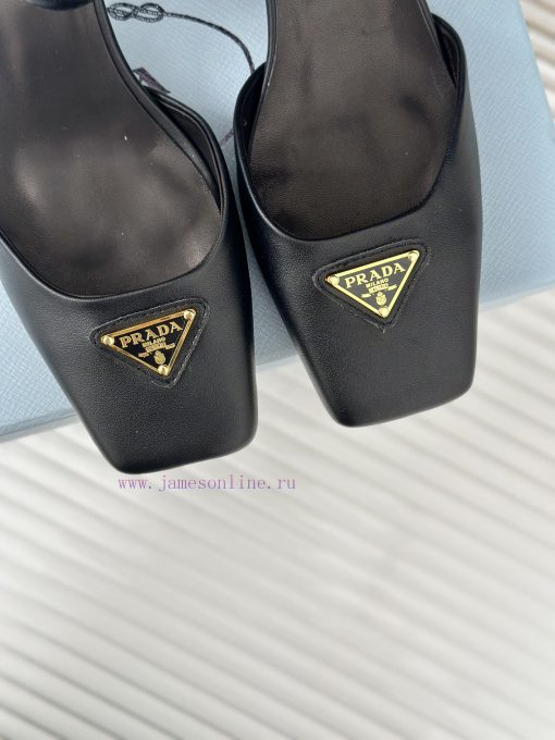 PRADA/PRADA Classic Triangle LogoRough heeled Mary Jane shoe seriesMinimalist and ultimate tgamnkhdd - Image 8