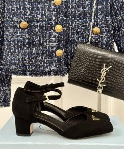 PRADA/PRADA Classic Triangle LogoRough heeled Mary Jane shoe seriesMinimalist and ultimate t8pkrr585