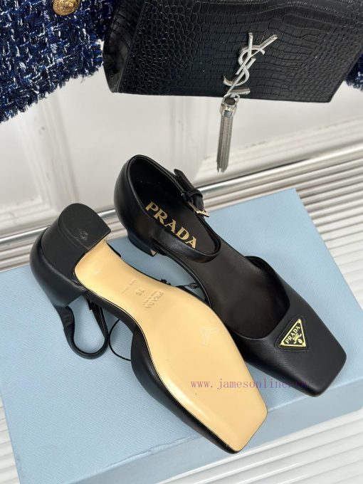 PRADA/PRADA Classic Triangle LogoRough heeled Mary Jane shoe seriesMinimalist and ultimate tgamnkhdd - Image 10