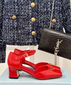 PRADA/PRADA Classic Triangle LogoRough heeled Mary Jane shoe seriesMinimalist and ultimate t2ik4gmk0