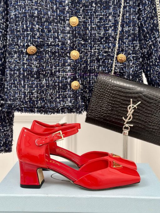 PRADA/PRADA Classic Triangle LogoRough heeled Mary Jane shoe seriesMinimalist and ultimate t2ik4gmk0
