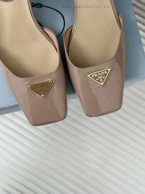 PRADA/PRADA Classic Triangle LogoRough heeled Mary Jane shoe seriesMinimalist and ultimate tskdctbln - Image 8