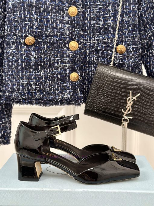 PRADA/PRADA Classic Triangle LogoRough heeled Mary Jane shoe seriesMinimalist and ultimate tz64fwqcj - Image 2