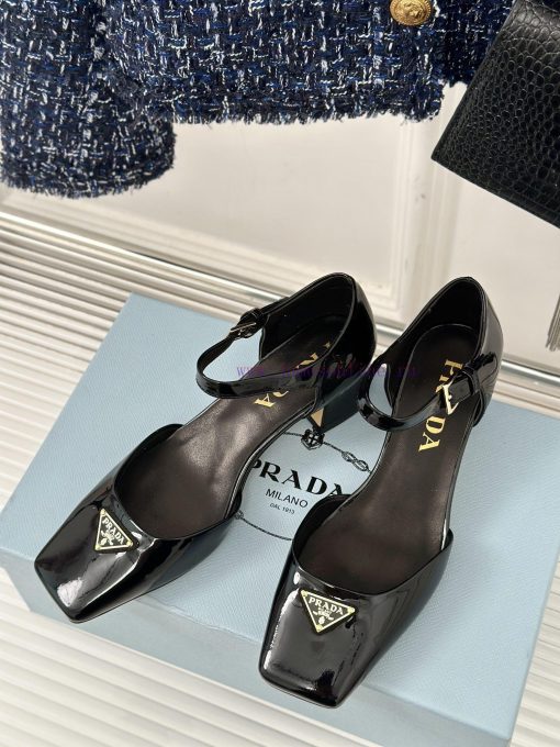 PRADA/PRADA Classic Triangle LogoRough heeled Mary Jane shoe seriesMinimalist and ultimate tz64fwqcj - Image 3