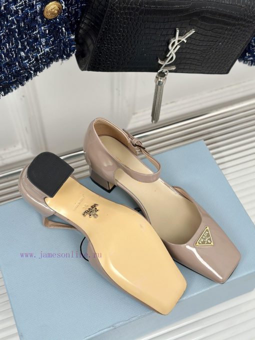 PRADA/PRADA Classic Triangle LogoRough heeled Mary Jane shoe seriesMinimalist and ultimate tskdctbln - Image 10